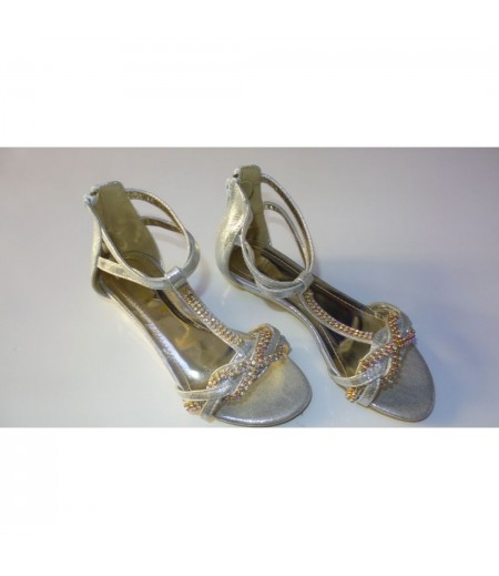 Adora AS020-1 Silver Girls Dress Sandals 