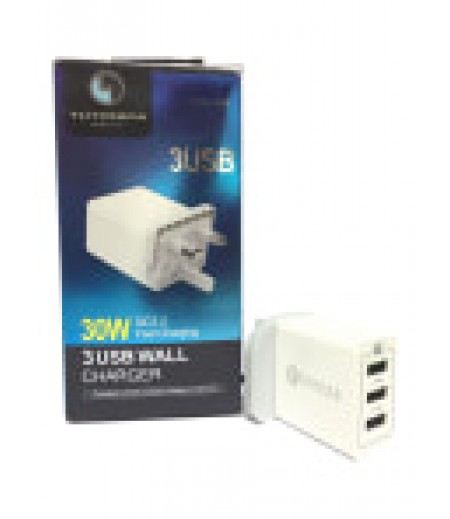 TUTONICA TUTO-C404 3 PORT USB WALL CHARGER WHITE