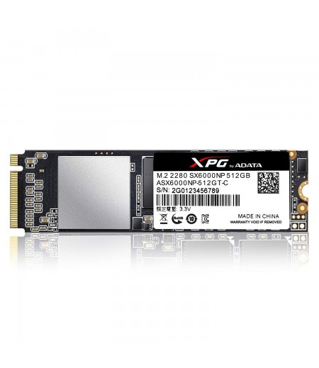 ADATA XPG SX6000 PCIE 512GB 3D NAND PCIE GEN3X2 M.2 2280 NVME 1.2 R/W UP TO 1000/800MB/S SOLID STATE DRIVE (ASX6000NP-512GT-C)