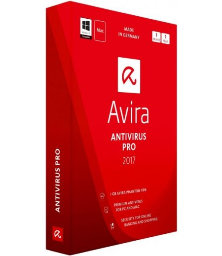Avira Antivirus Pro 2017 For Pc, Laptop And Mac, 1 Device / 1 Year