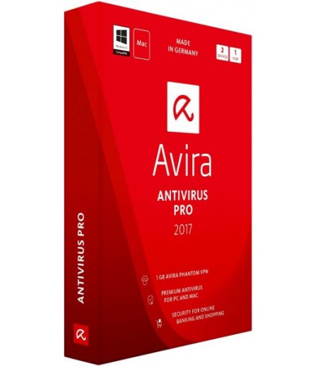 Avira Antivirus Pro 2017 For Pc, Laptop And Mac, 2 Devices / 1 Year