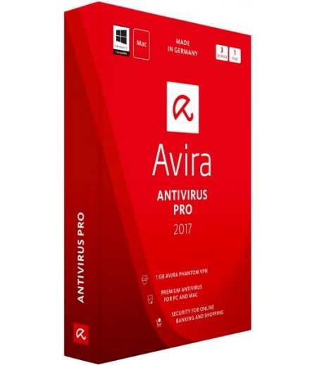 Avira Antivirus Pro 2017 For Pc, Laptop And Mac, 3 Devices / 1 Year