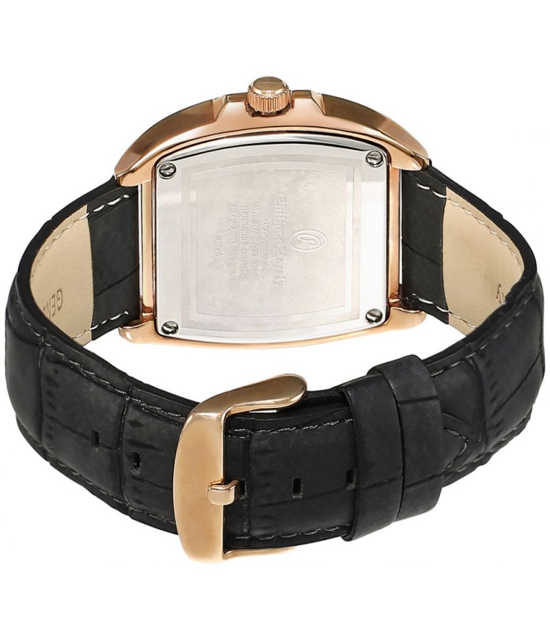 Philippe Moraly Womens Black Dial Leather Band Watch - LS1140RBB