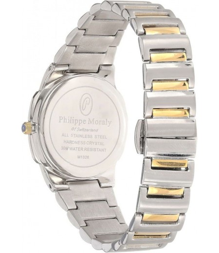 Philippe Moraly Womens Black Dial Stainless Steel Band Watch - M1326CB