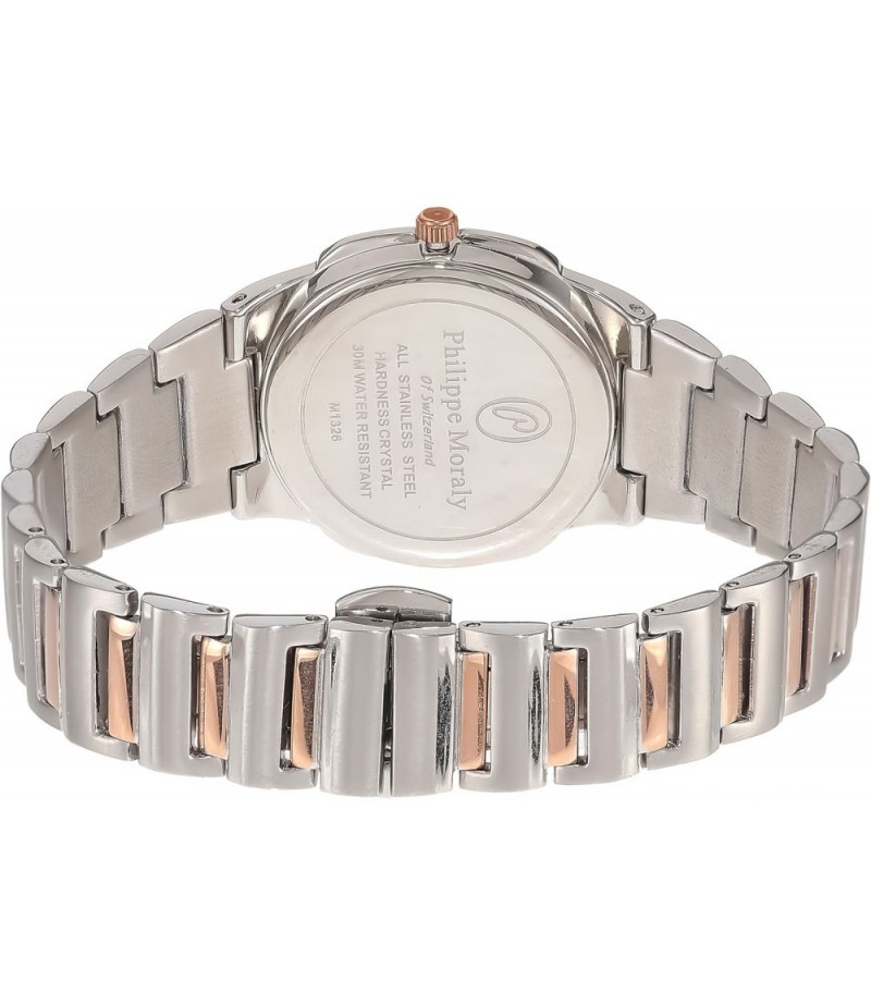 Philippe Moraly Womens White Dial Stainless Steel Band Watch - M1326CRW