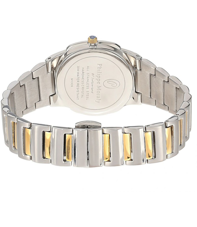 Philippe Moraly Womens White Dial Stainless Steel Band Watch - M1326CW