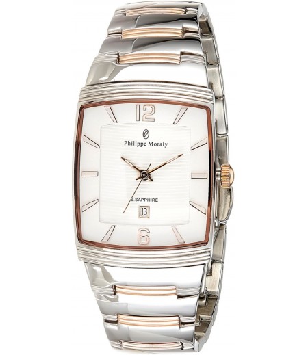 Philippe Moraly Womens White Dial Stainless Steel Band Watch - M1324CRW