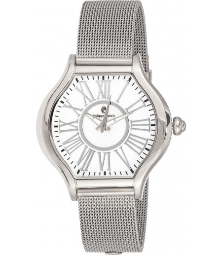 Philippe Moraly Womens White Dial Stainless Steel Band Watch - M1612WW