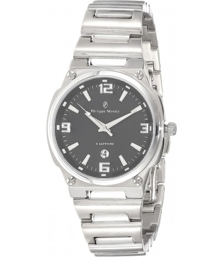 Philippe Moraly Womens Black Dial Stainless Steel Band Watch - M1326WB
