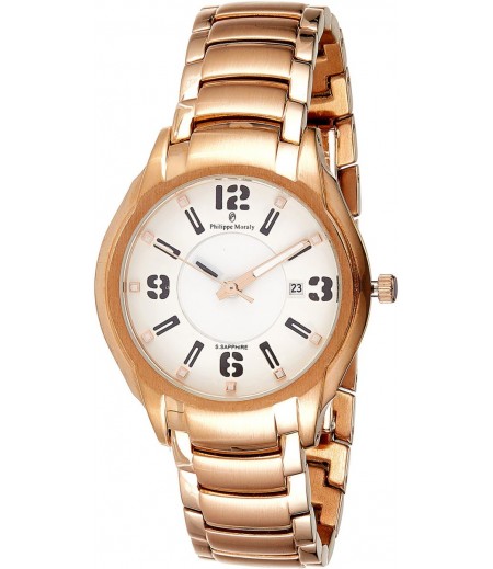Philippe Moraly Womens White Dial Stainless Steel Band Watch - M1322RW