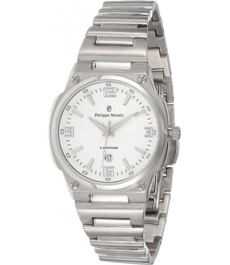 Philippe Moraly Womens White Dial Stainless Steel Band Watch - M1326WW