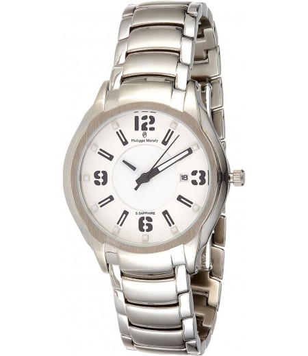 Philippe Moraly Womens White Dial Stainless Steel Band Watch - M1322WW