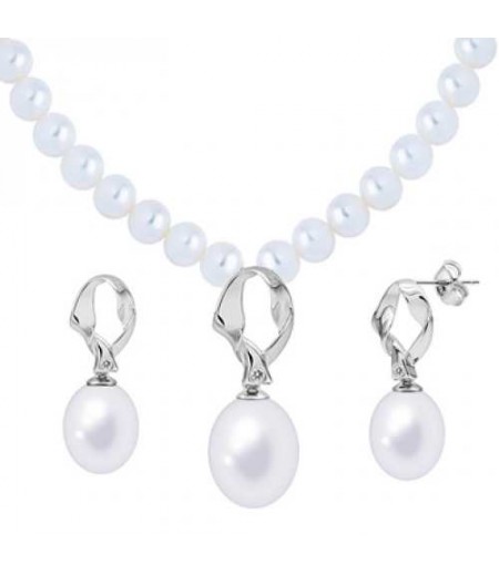 Joyalukkas Silver Pearl Necklace Set QESL4S