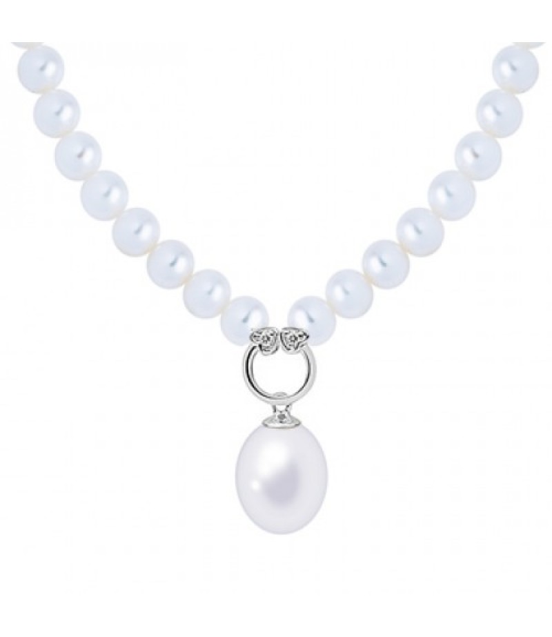 Joyalukkas Silver Pearl Necklace Set QPSL11S
