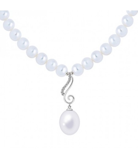 Joyalukkas Silver Pearl Necklace Set QPSL3S 