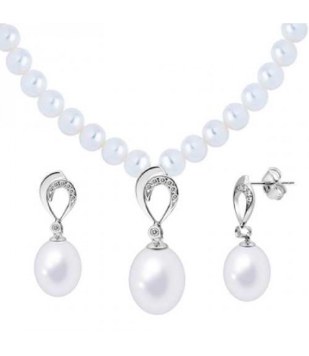 Joyalukkas Silver Pearl Necklace Set QPSL9S