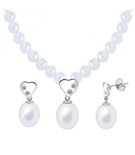 Joyalukkas Silver Pearl Necklace Set QPSL8S