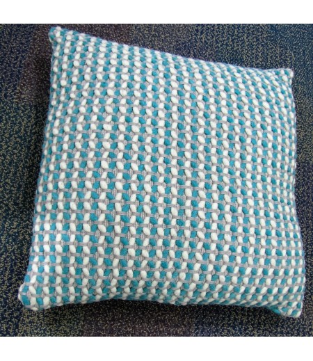 Mint Green/Blue Woven Cushion Cover