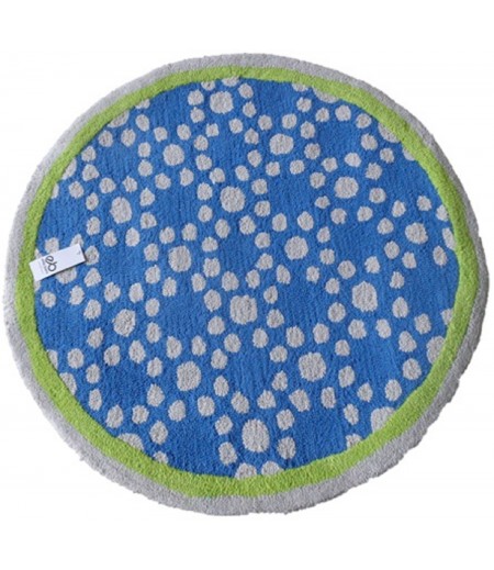 Round Small Dotted Blue Foot Mats