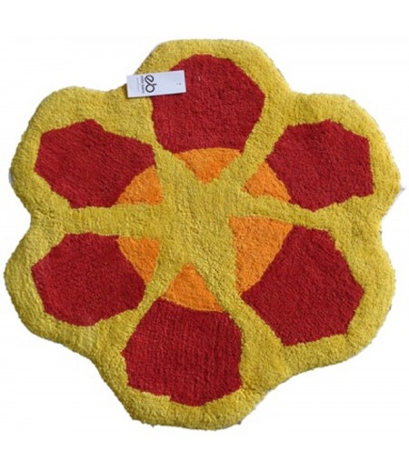 Yellow and Red Flower Kids Bath Mat