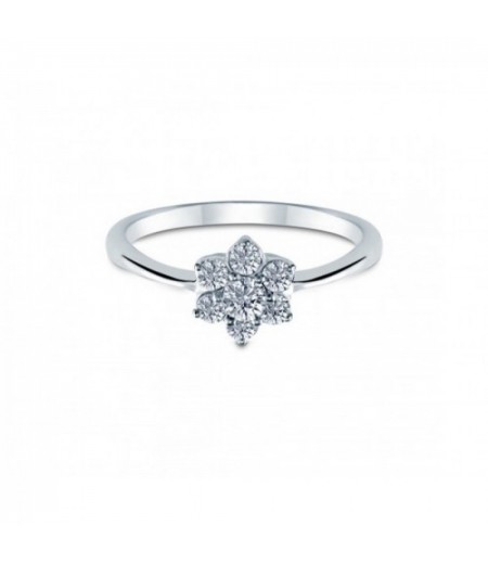 Palazo Jewellery 18K White Gold Flower Ring With 7 Round Diamonds