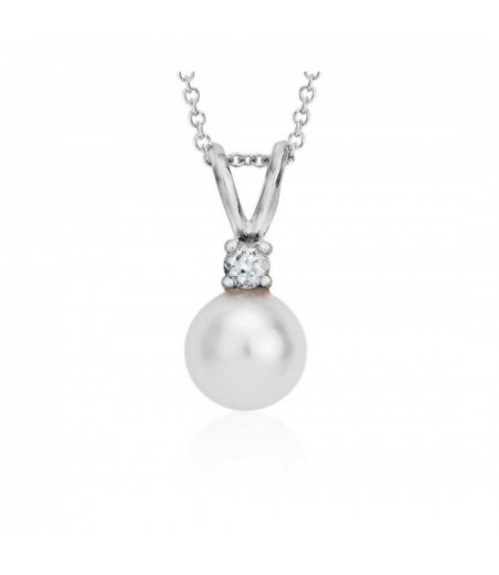 Palazo Jewellery 18K White Gold Pearl Pendant Diamond 0.10 cts