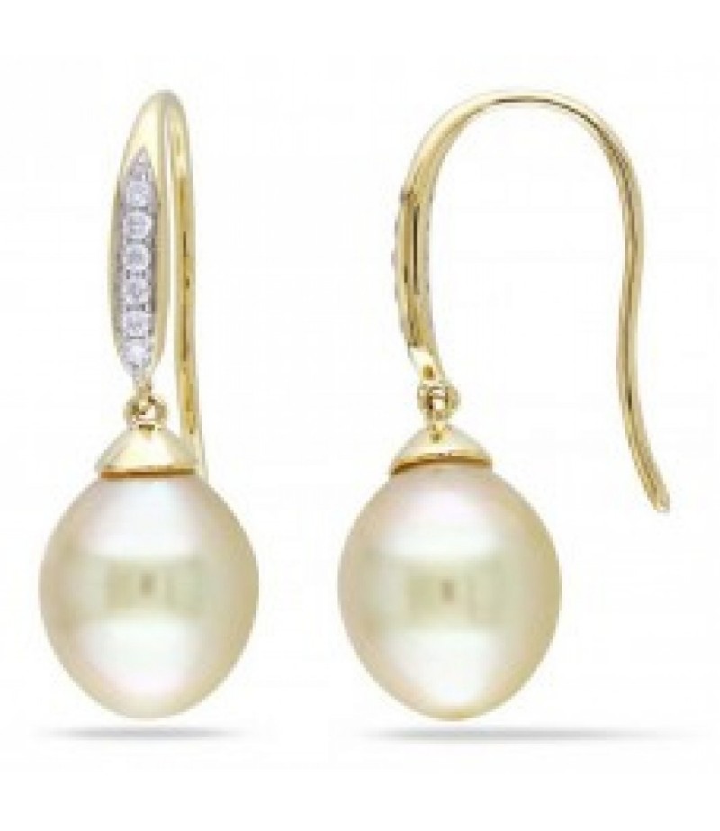 Palazo Jewellery 18K Yellow Gold Pearl Earring Diamond 0.09cts